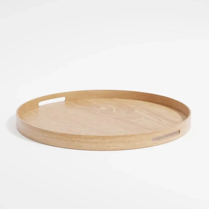 Square Serving Tray with Handles - Oak