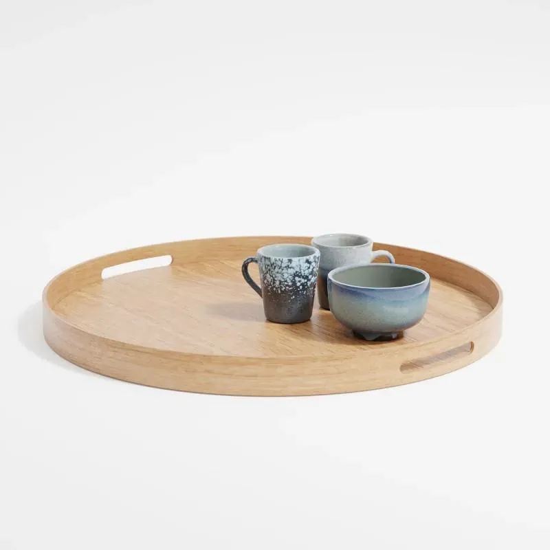 Square Serving Tray with Handles - Oak