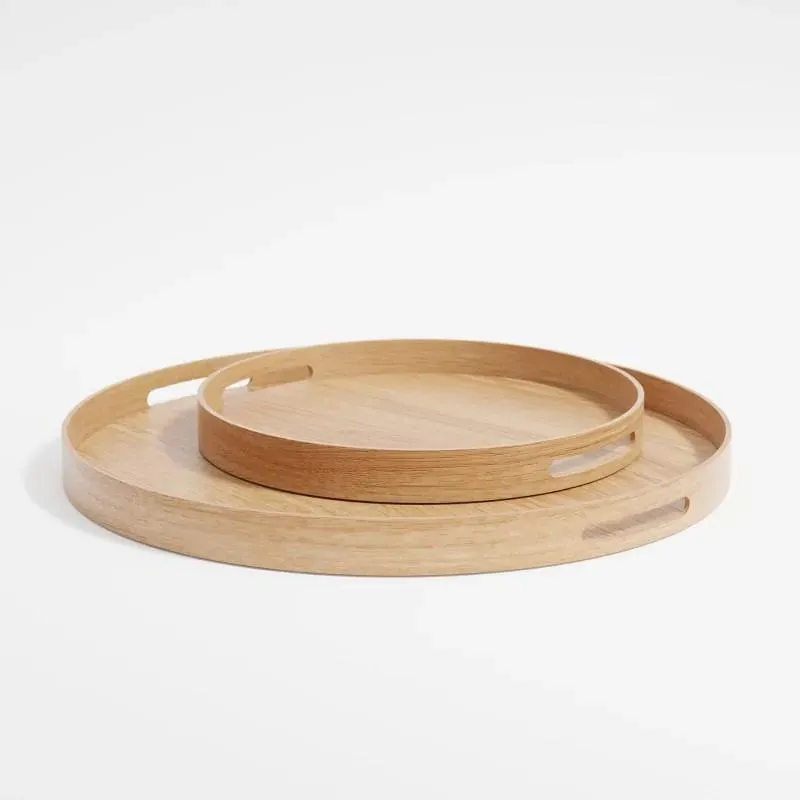 Square Serving Tray with Handles - Oak