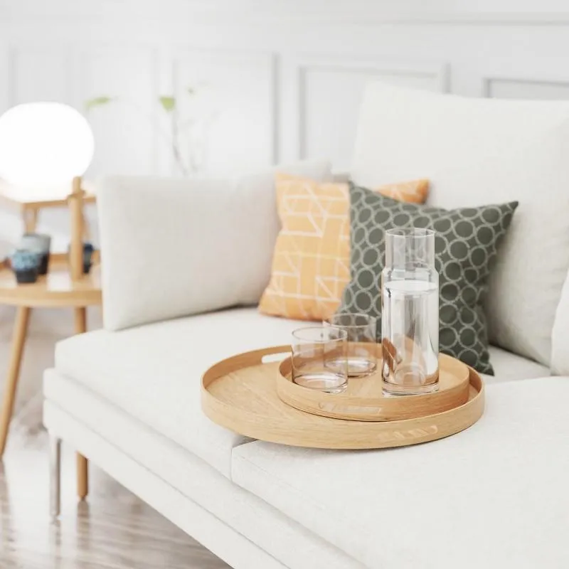 Square Serving Tray with Handles - Oak