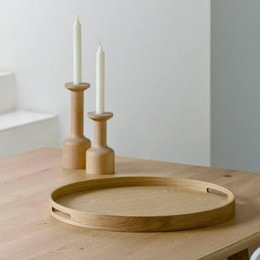 Square Serving Tray with Handles - Oak