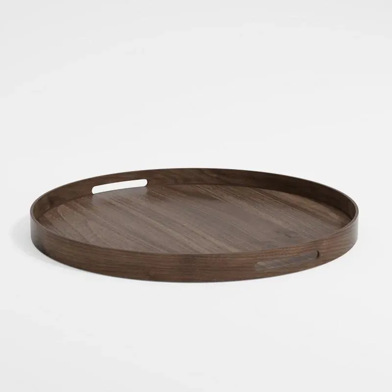 Square Serving Tray with Handles - Walnut