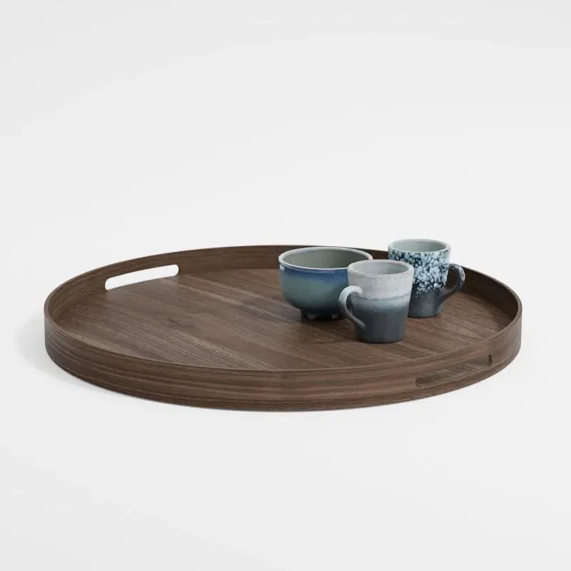 Square Serving Tray with Handles - Walnut