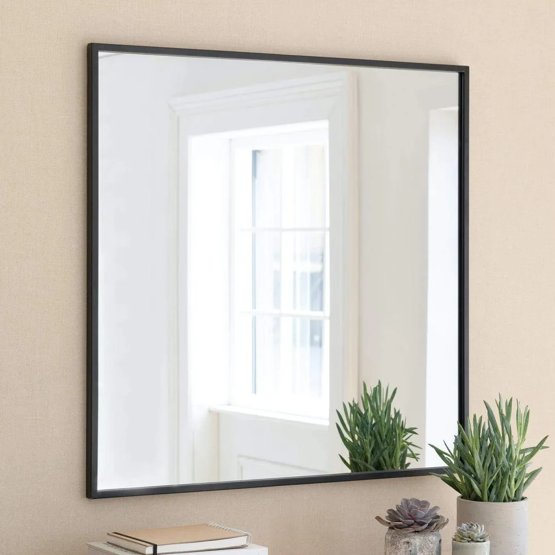 Square Wall Mirror with Slim Frame - Black Iron