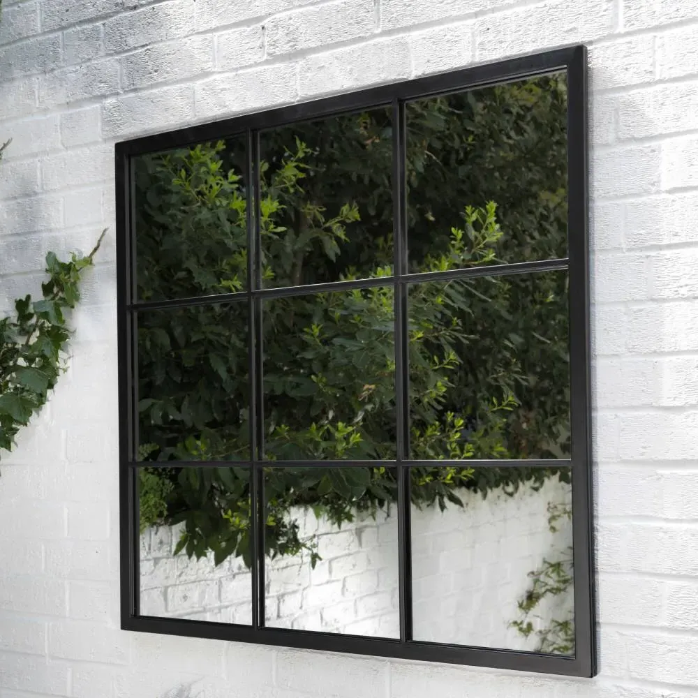 Square Window Pane Outdoor Mirror - Black image