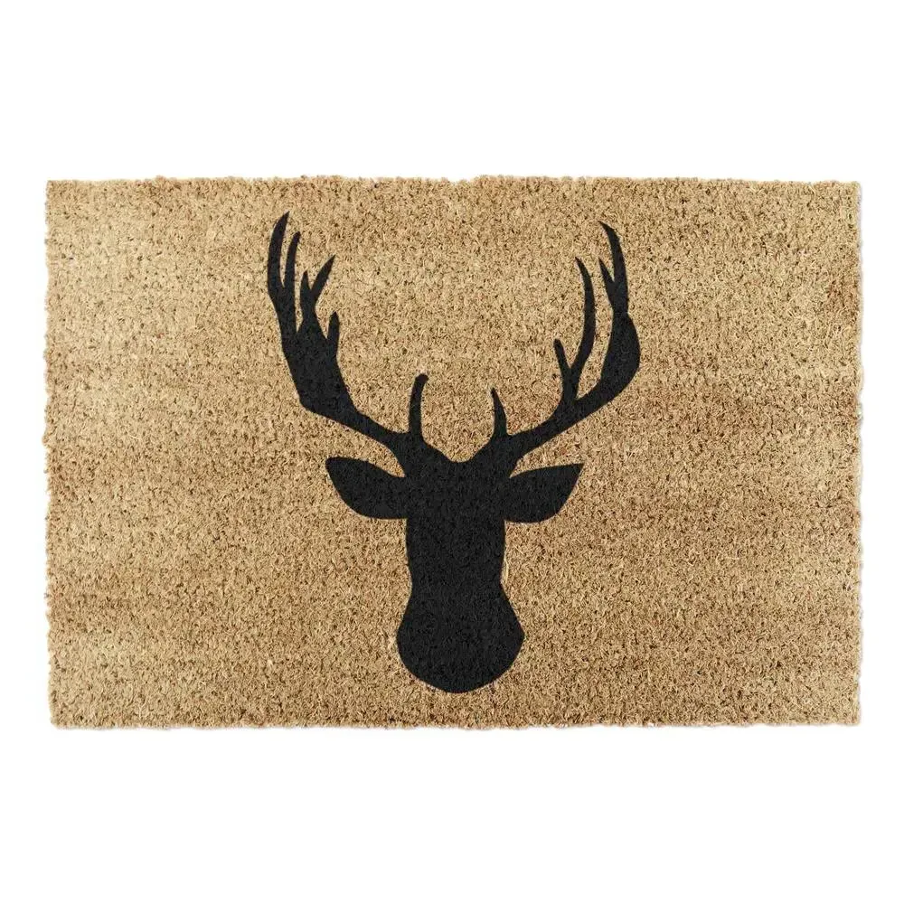 Stag Head Doormat - Black, Coir