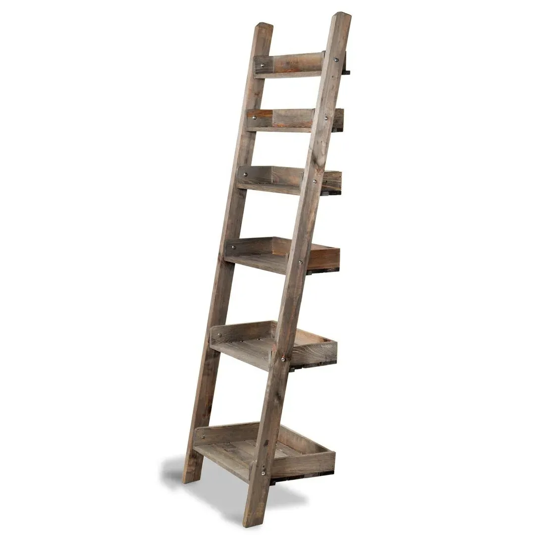 Step Ladder Shelving Unit - Rustic Wood