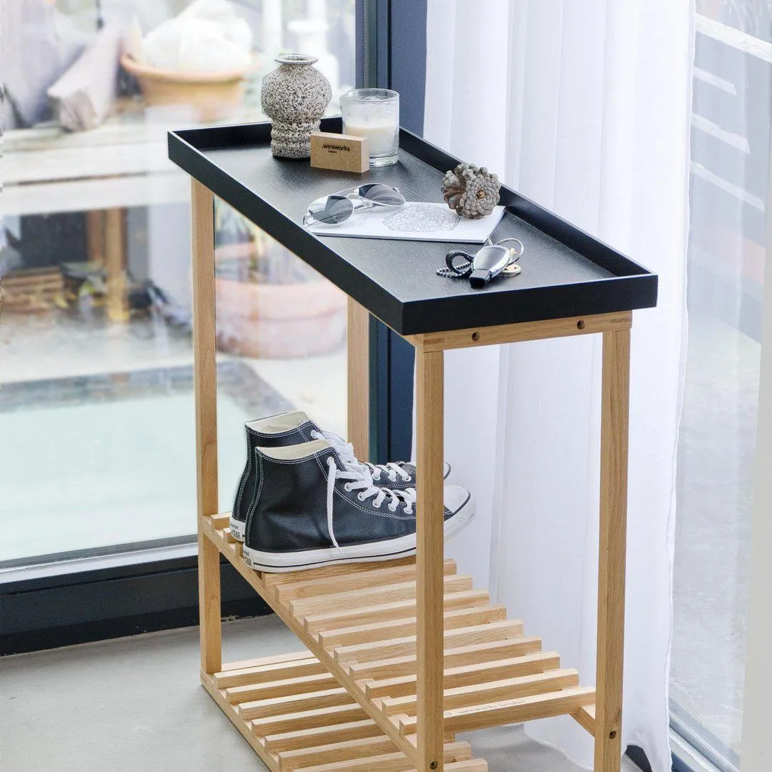Storage Table with Slim Profile - Black, Oak