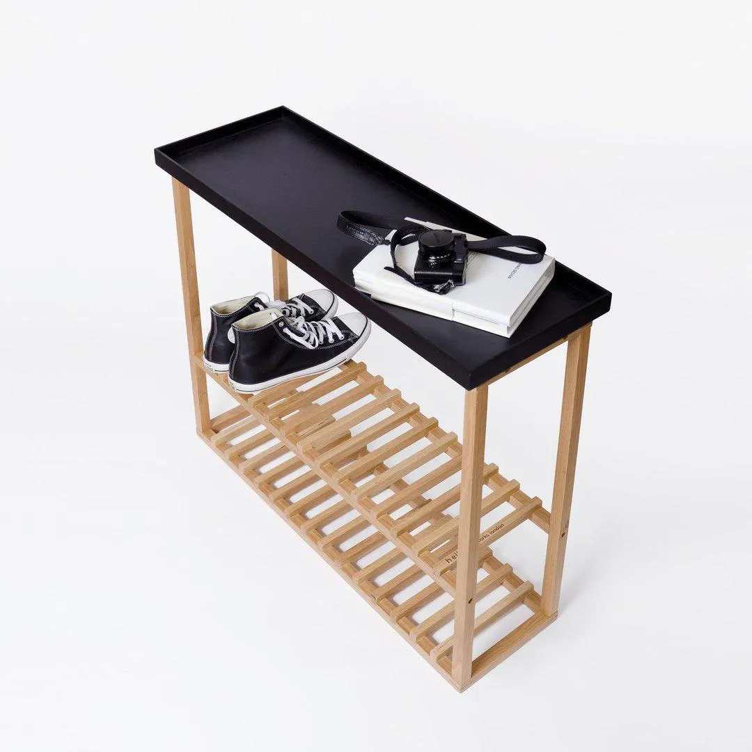Storage Table with Slim Profile - Black, Oak
