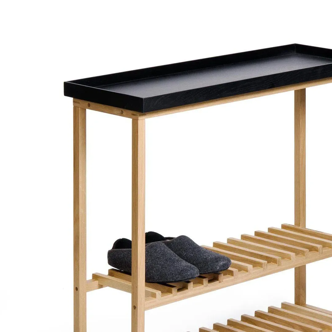 Storage Table with Slim Profile - Black, Oak