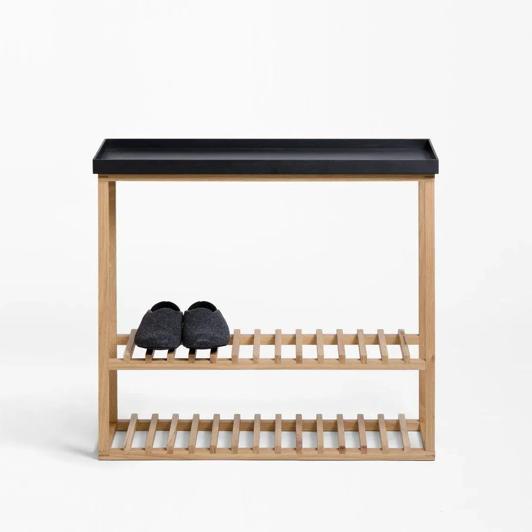 Storage Table with Slim Profile - Black, Oak