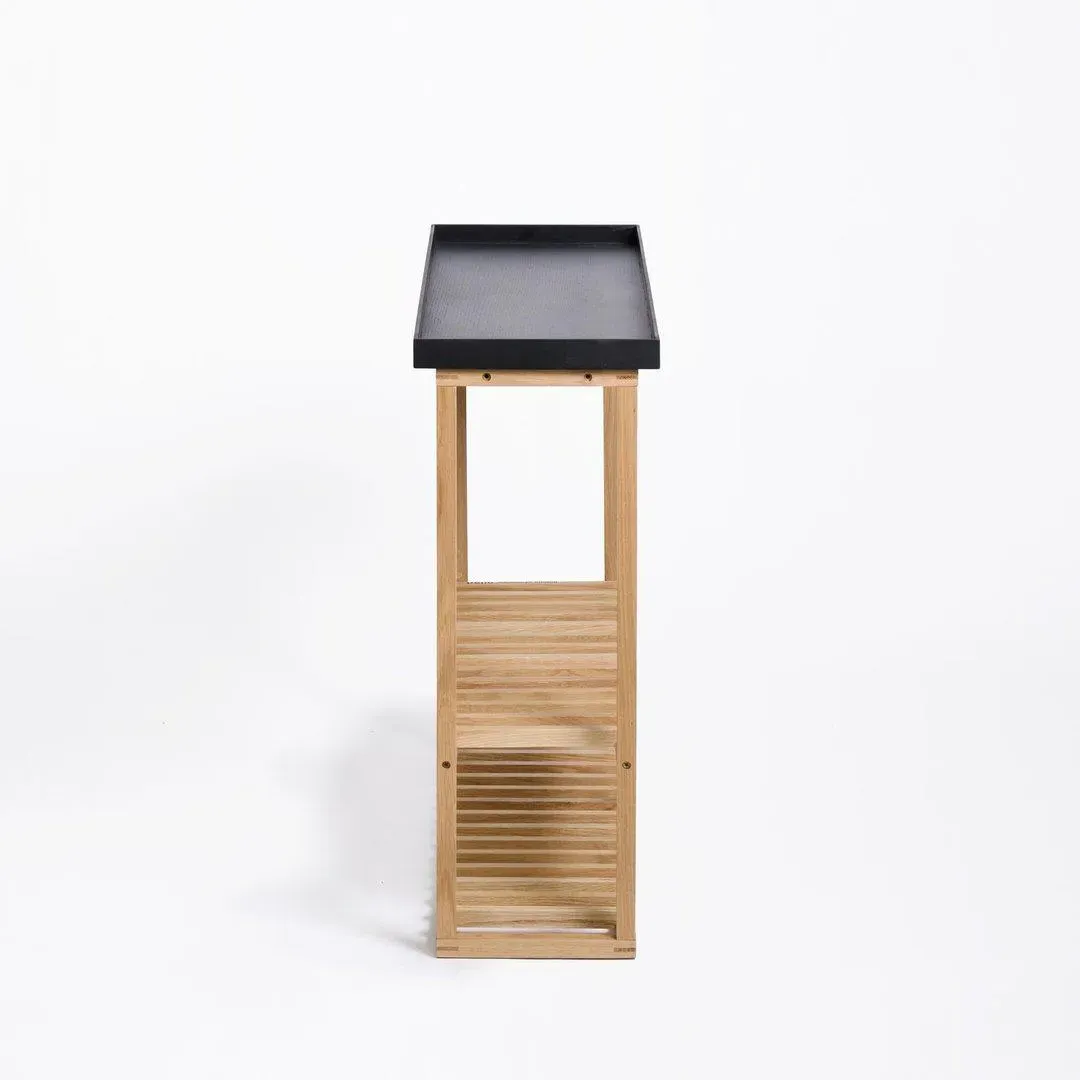 Storage Table with Slim Profile - Black, Oak
