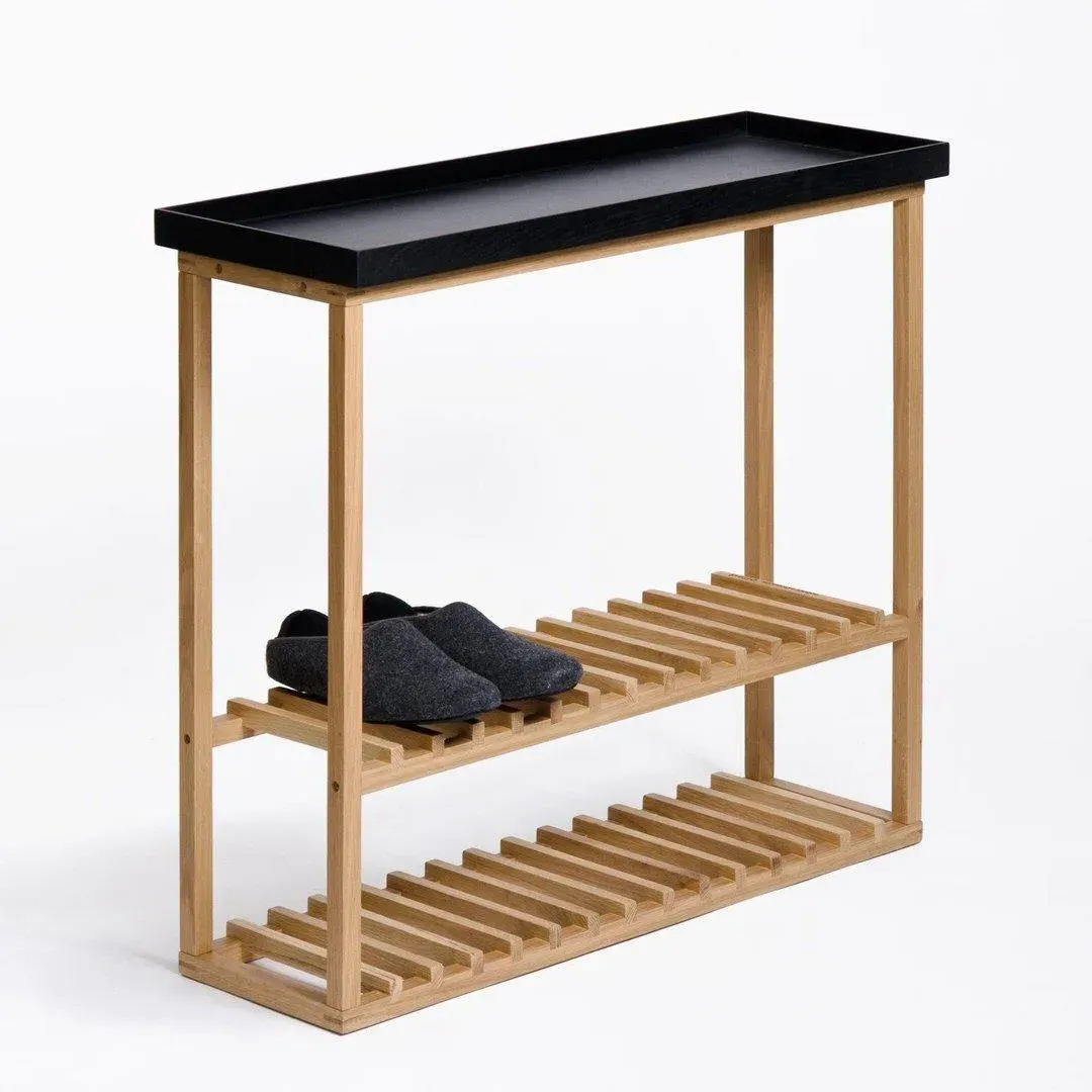 Storage Table with Slim Profile - Black, Oak image