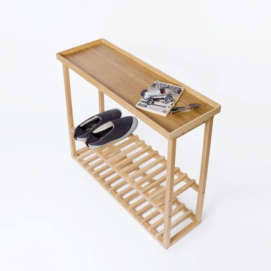Storage Table with Slim Profile - Oak