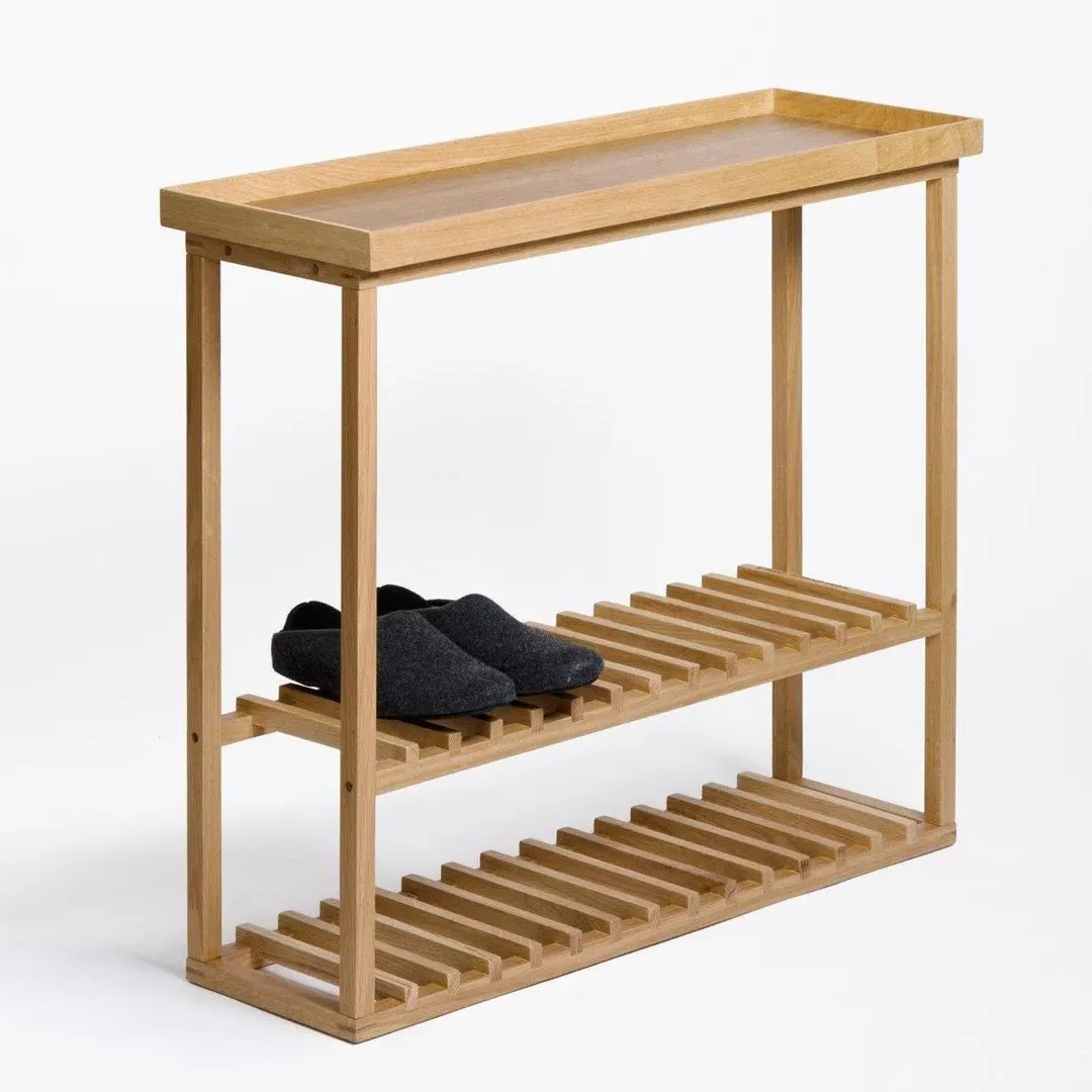 Storage Table with Slim Profile - Oak