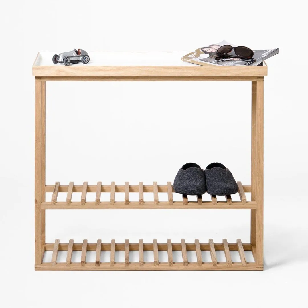 Storage Table with Slim Profile - White, Oak