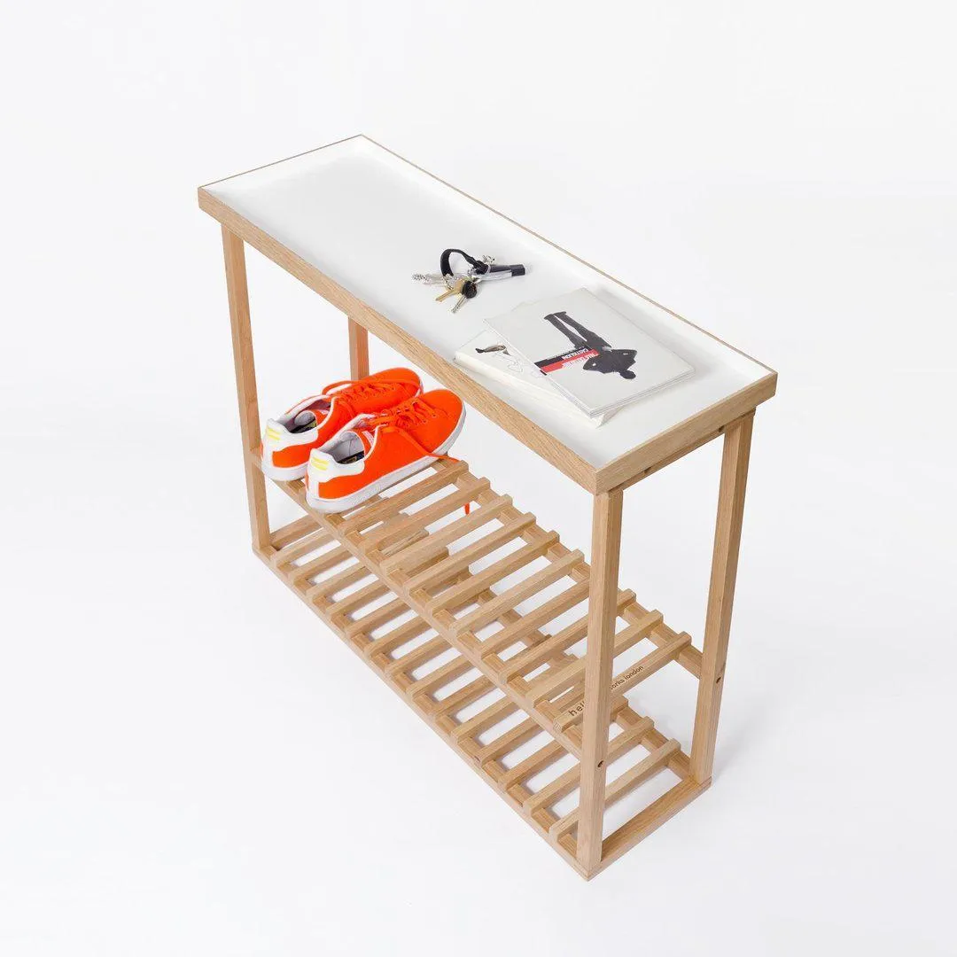 Storage Table with Slim Profile - White, Oak