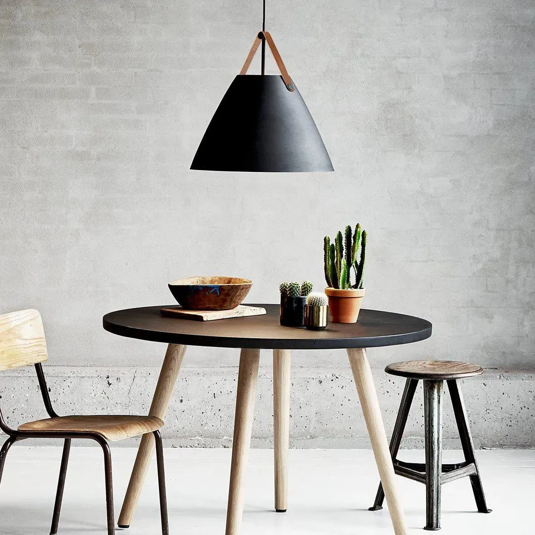 Strap Pendant Light - Black, Leather image