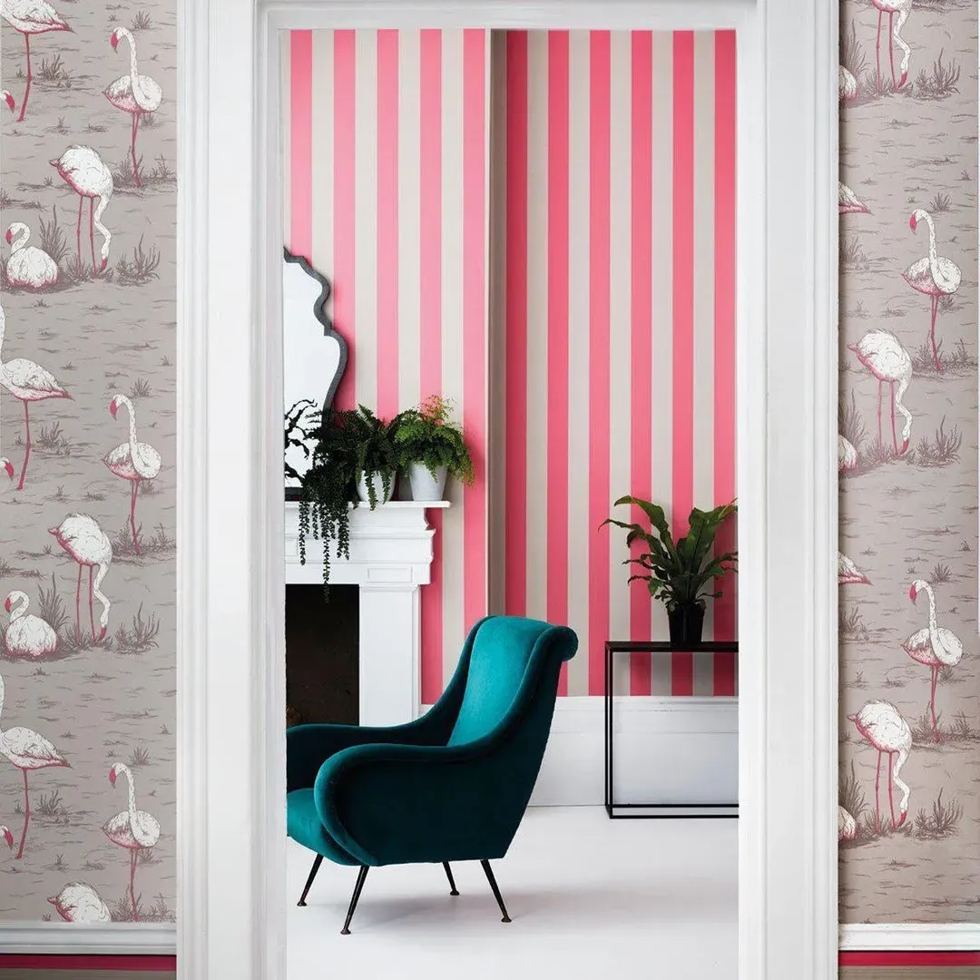 Stripe Wallpaper Roll - Pink & Linen