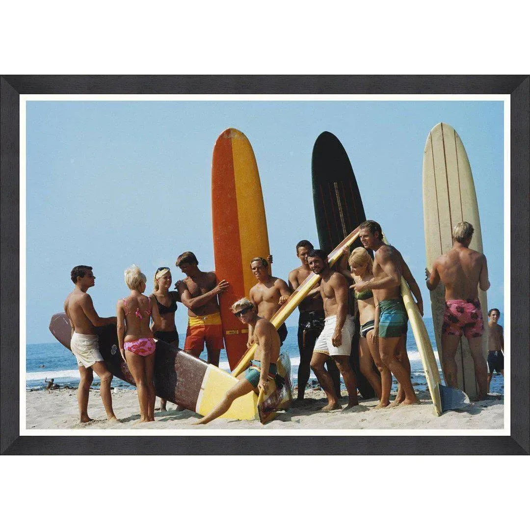 Surfers Framed Wall Art - Black Frame