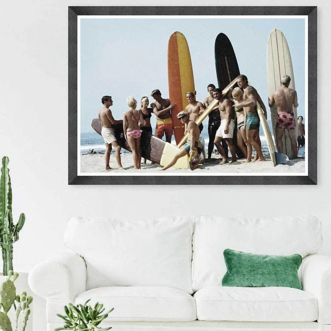 Surfers Framed Wall Art - Black Frame