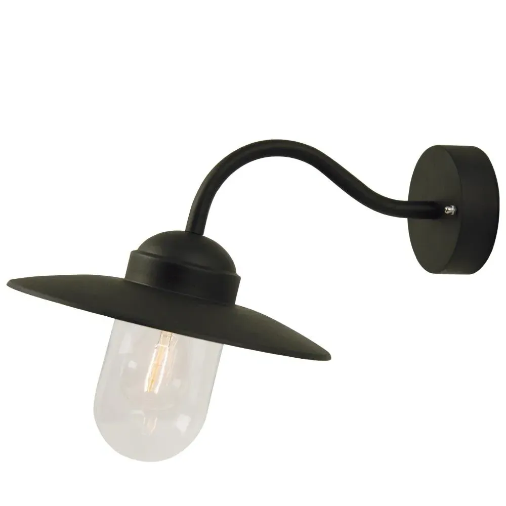 Swan Neck Outdoor Wall Light - Black, Metal