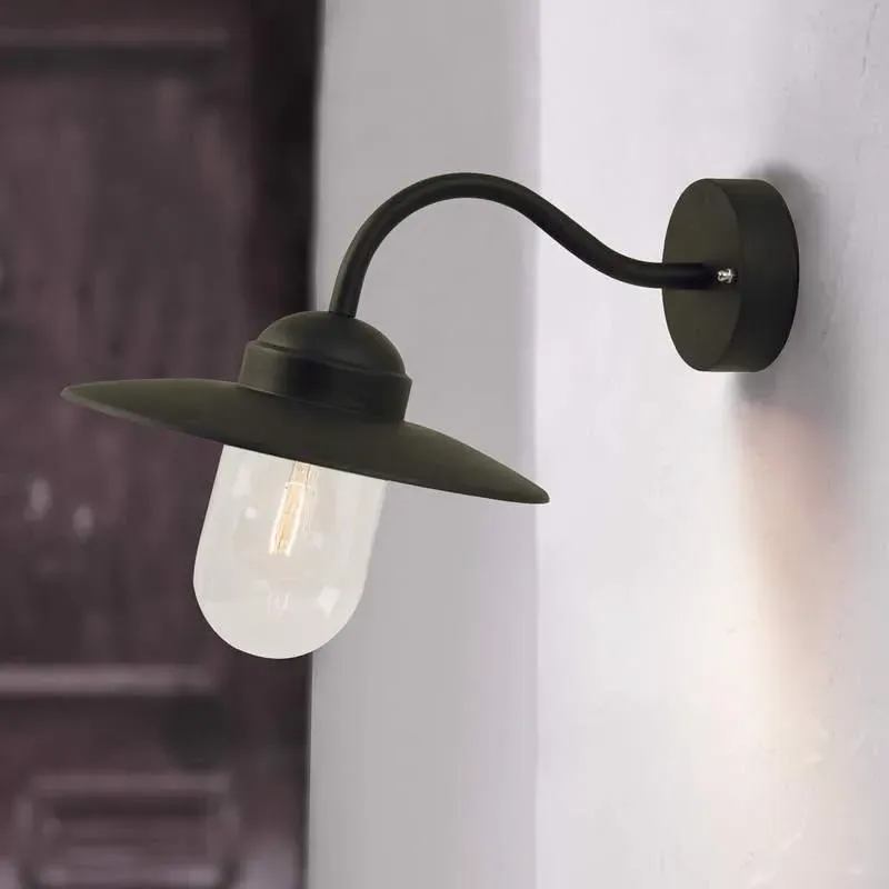 Swan Neck Outdoor Wall Light - Black, Metal image