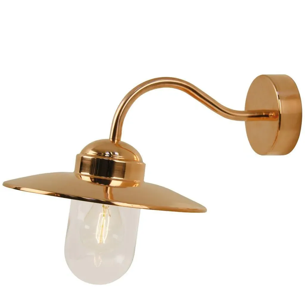 Swan Neck Outdoor Wall Light - Copper, Metal