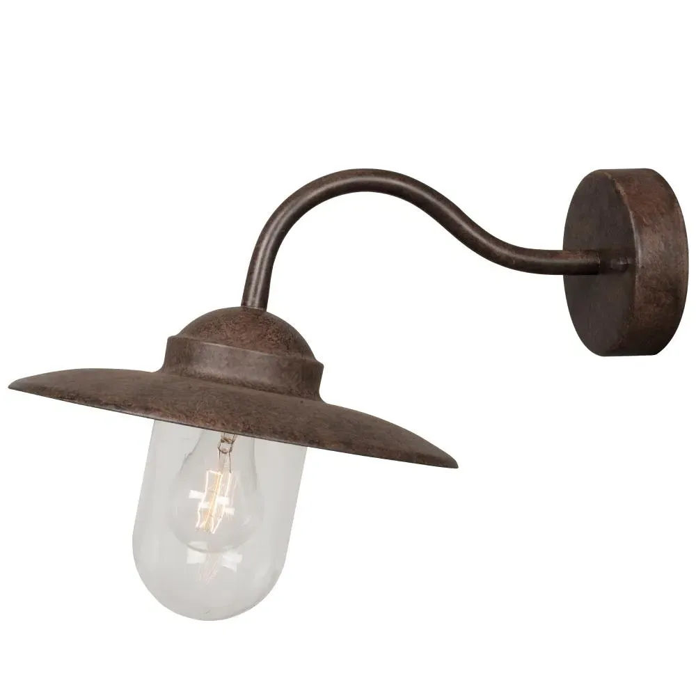 Swan Neck Outdoor Wall Light - Rust, Metal