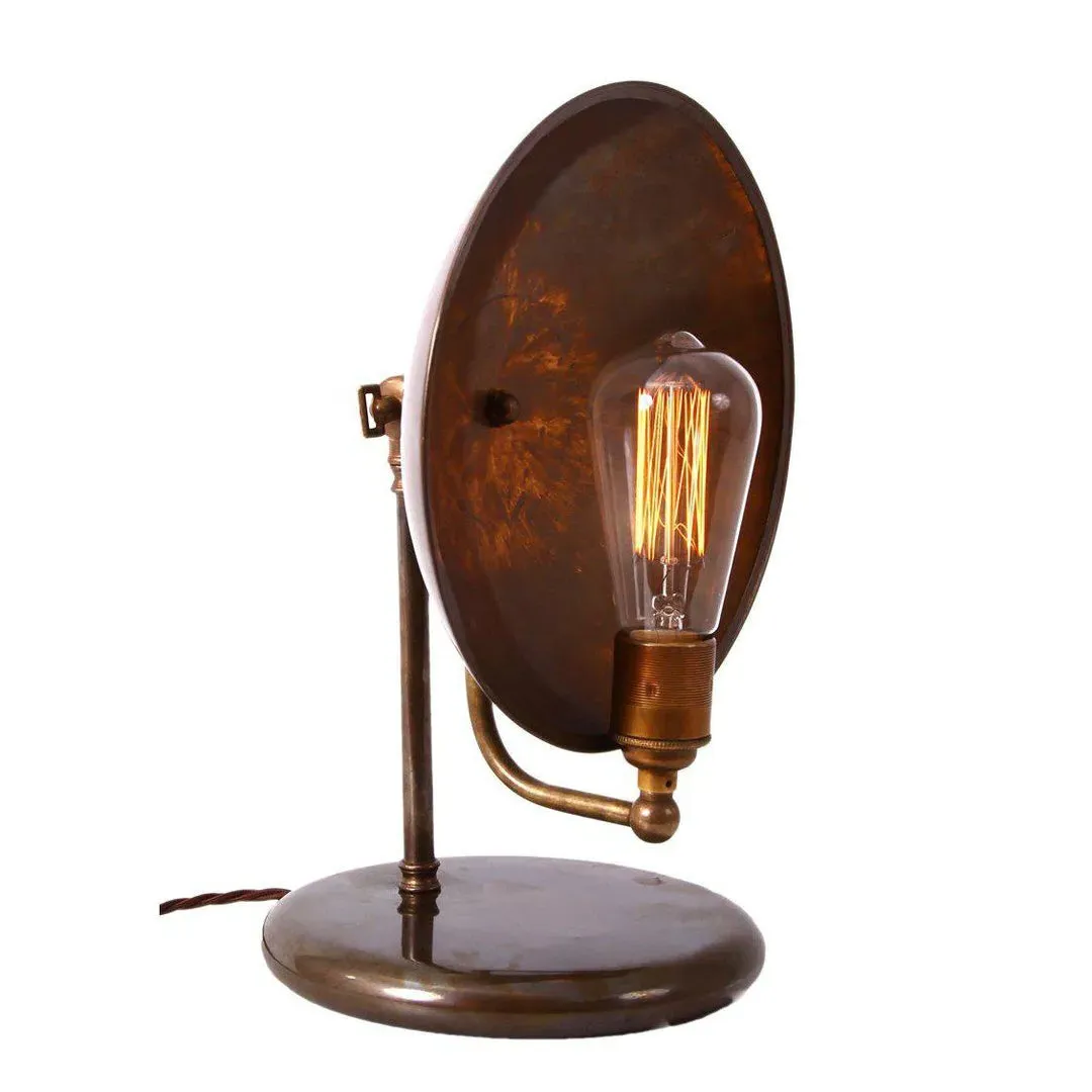Table Lamp with Back Plate Shade - Patina Metal