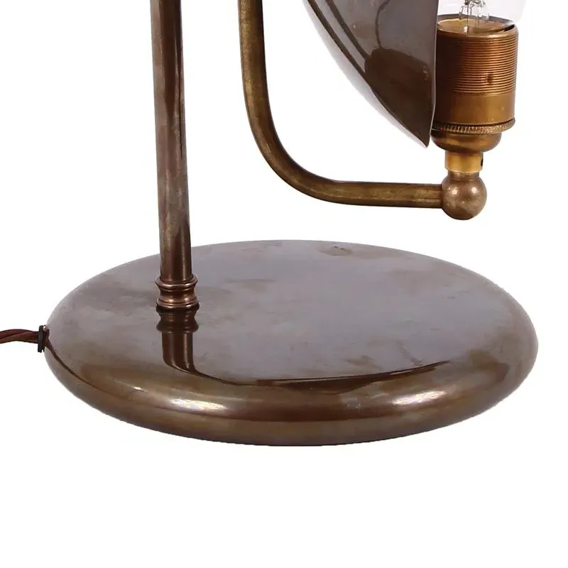 Table Lamp with Back Plate Shade - Patina Metal