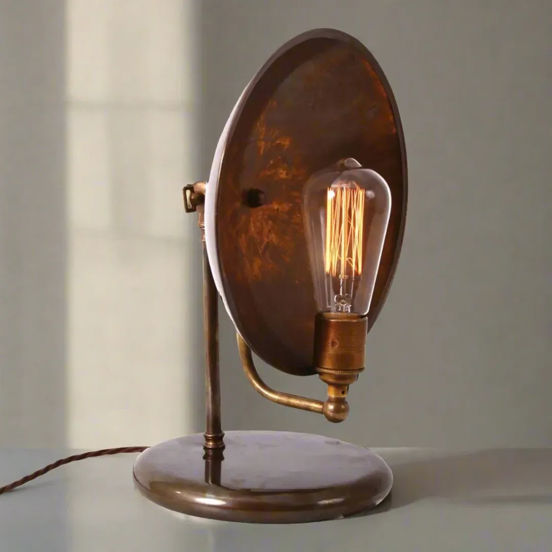 Table Lamp with Back Plate Shade - Patina Metal image