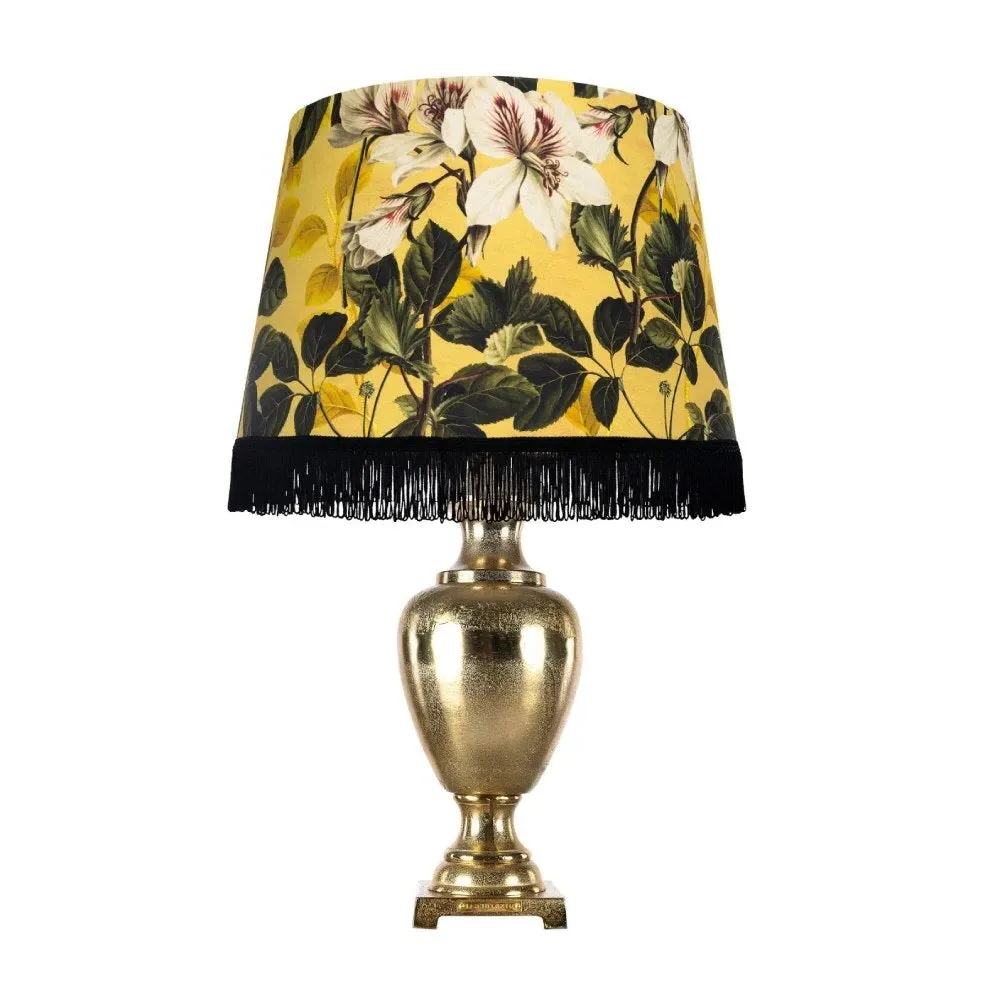 Table Lamp with Floral Design - Yellow