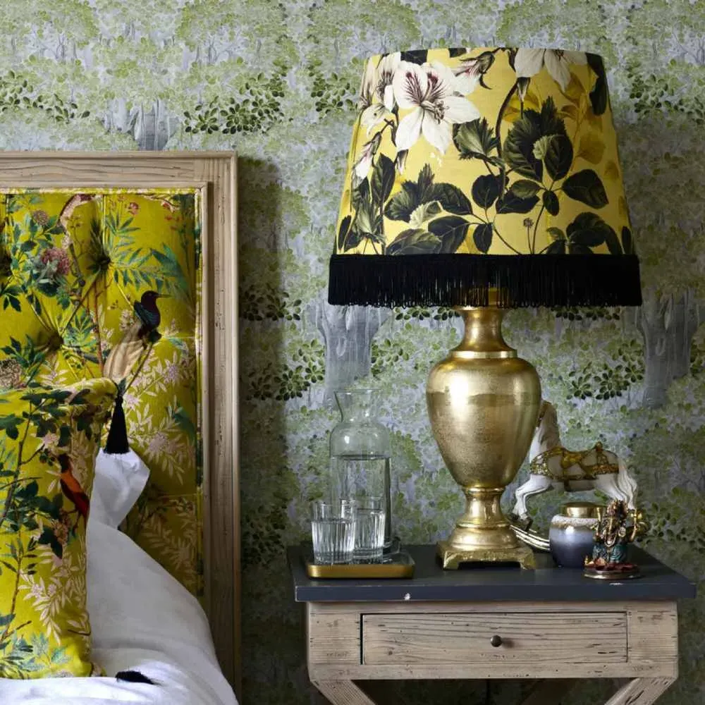 Table Lamp with Floral Design - Yellow image