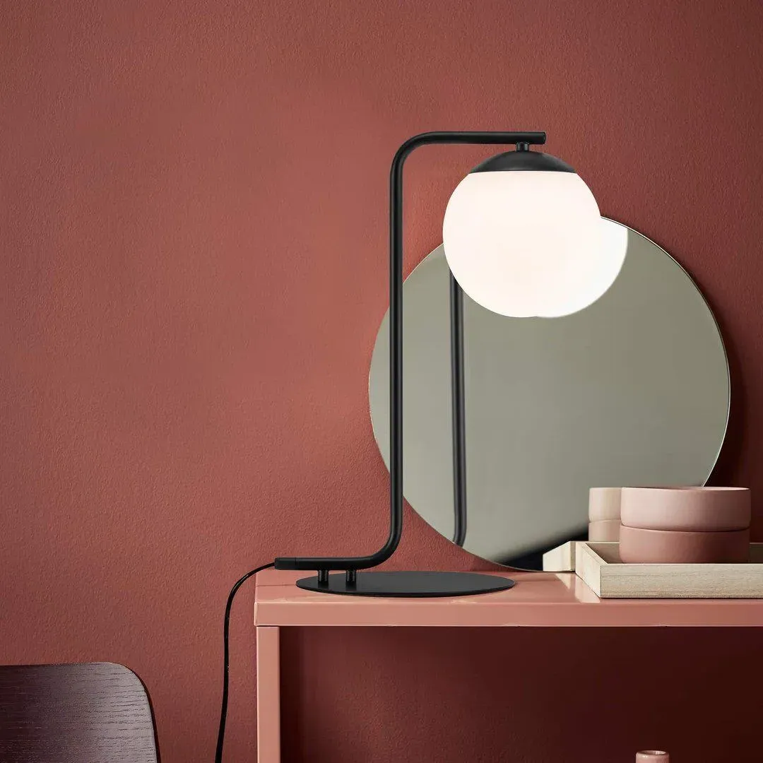 Table Lamp with Glass Dome - Black, Metal