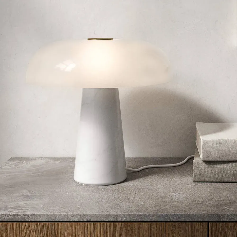 Table Lamp with Marble Base - White, Marble