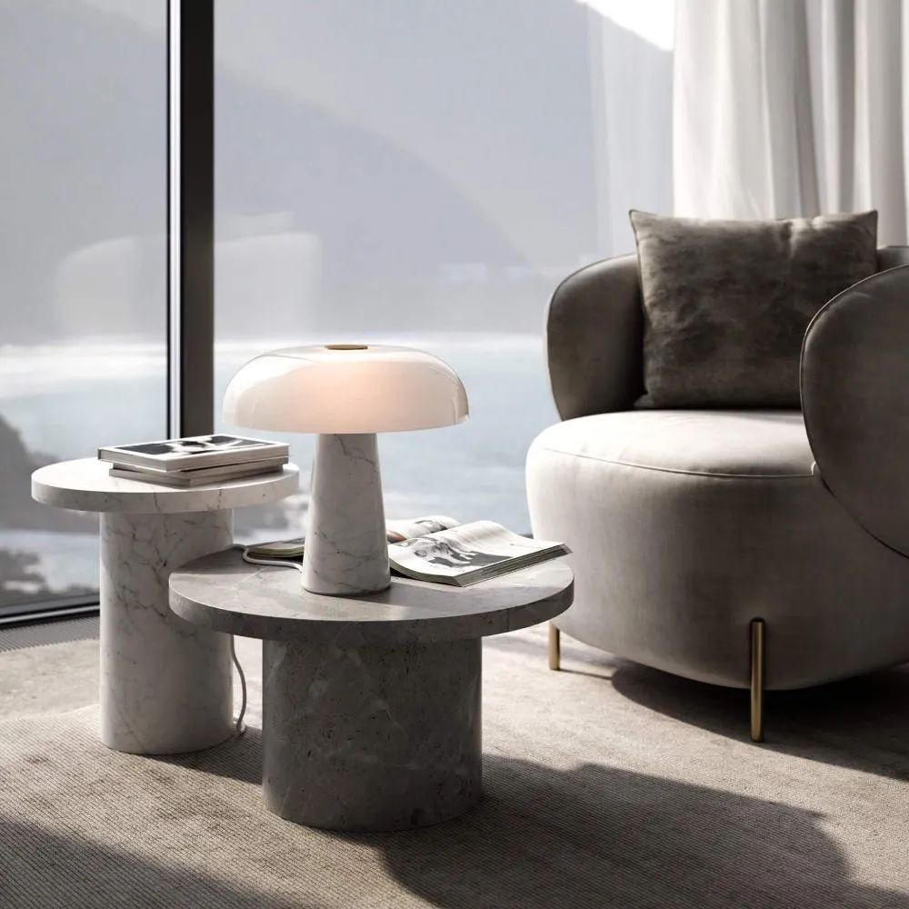Table Lamp with Marble Base - White, Marble image