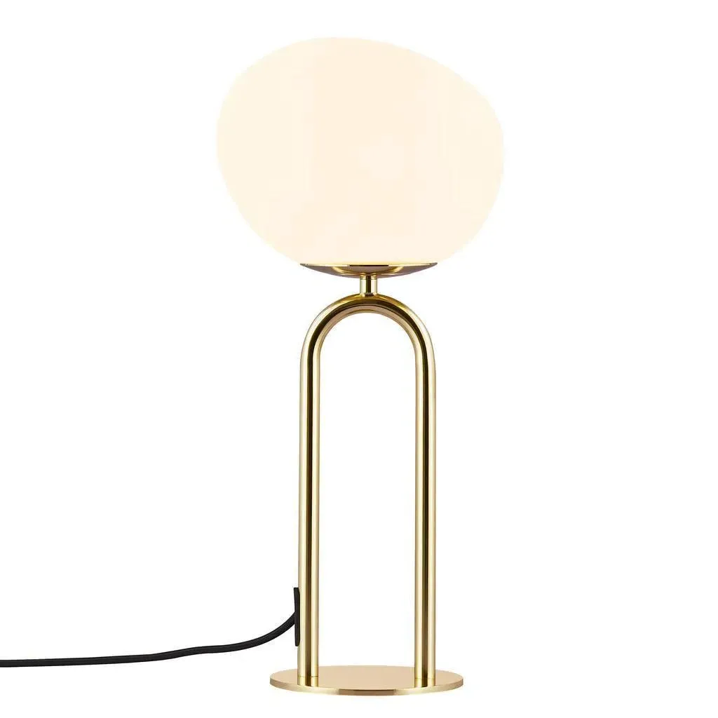 Table Lamp with Opal Glass Shade - Brass