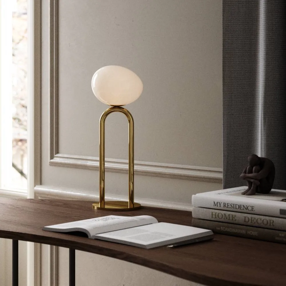 Table Lamp with Opal Glass Shade - Brass image