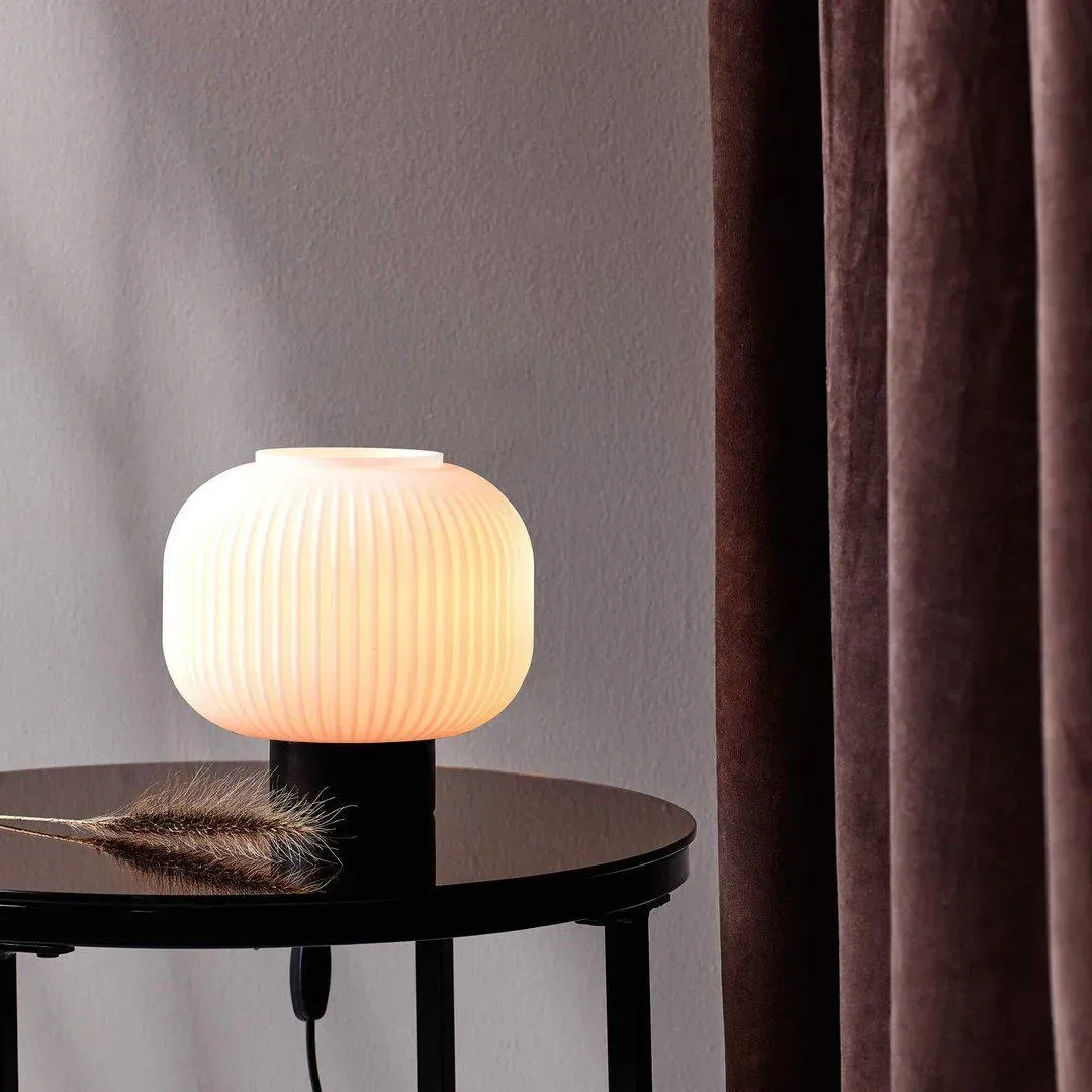 Table Lamp with Opal Shade - Black, Glass image