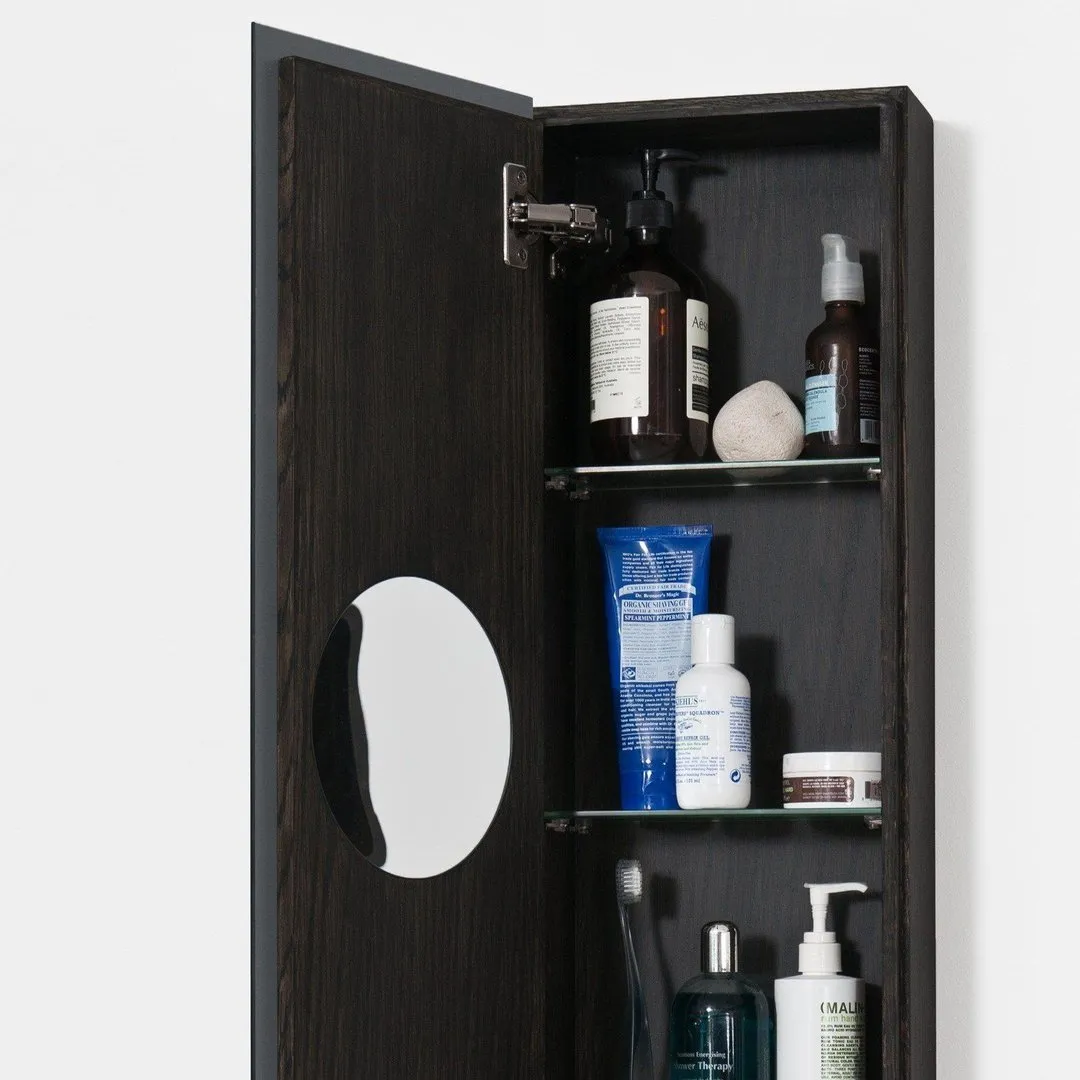 Tall Bathroom Cabinet with Mirror - Dark Oak
