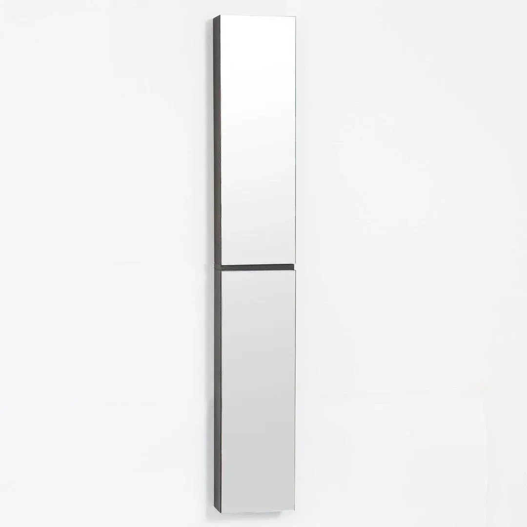 Tall Bathroom Cabinet with Mirror - Dark Oak image