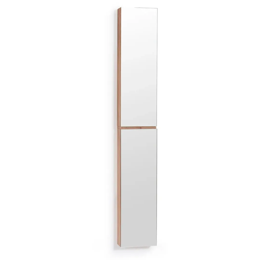 Tall Bathroom Cabinet with Mirror - Natural Oak