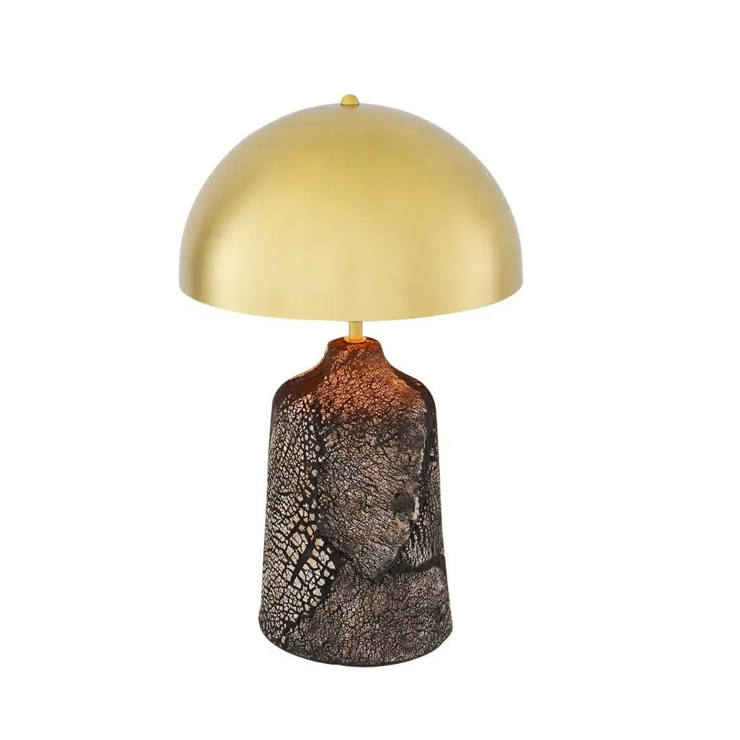 Tall Table Lamp with Dome Shade - Black, Ceramic