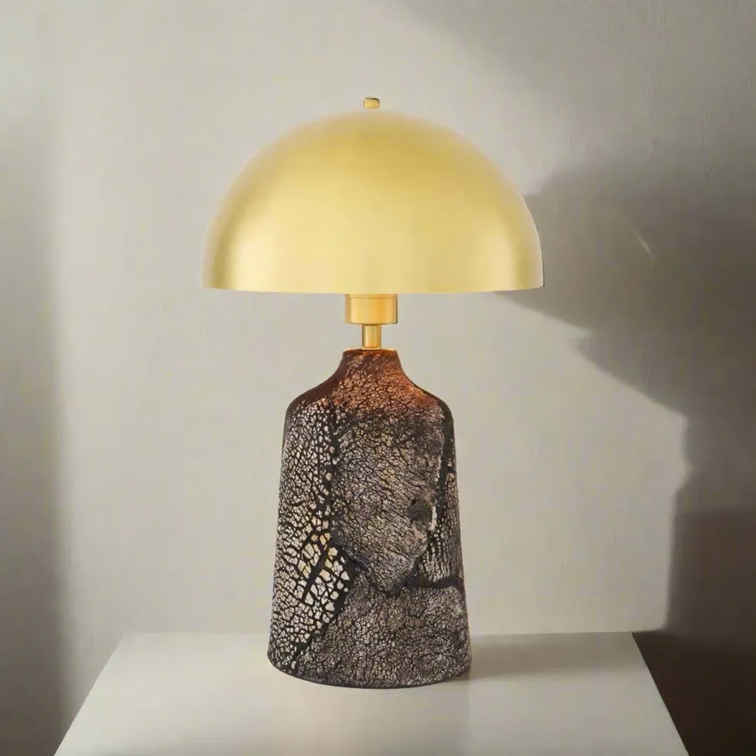 Tall Table Lamp with Dome Shade - Black, Ceramic image