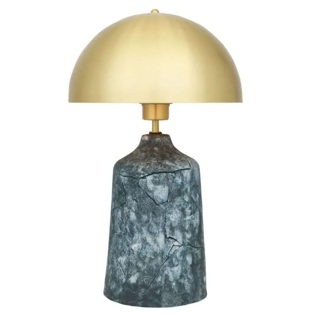 Tall Table Lamp with Dome Shade - Blue, Ceramic
