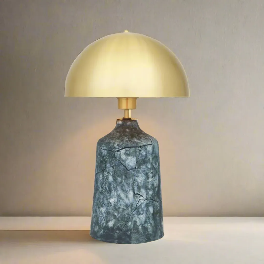 Tall Table Lamp with Dome Shade - Blue, Ceramic