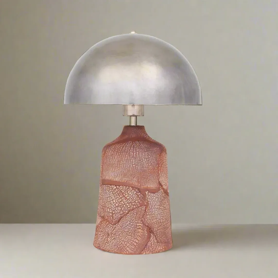Tall Table Lamp with Dome Shade - Red, Ceramic