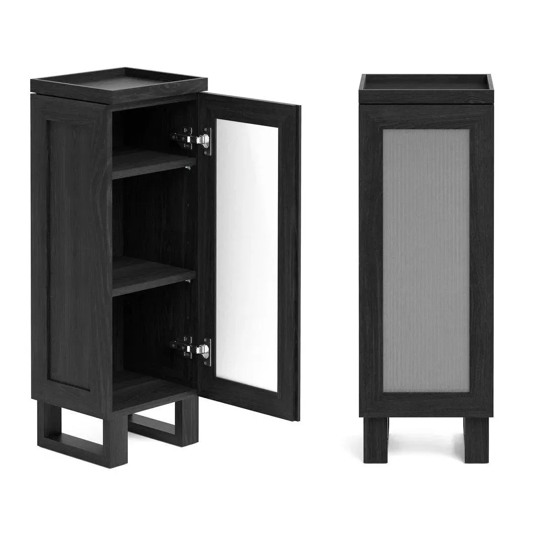 Tallboy Bathroom Cabinet with Tray - Dark Oak