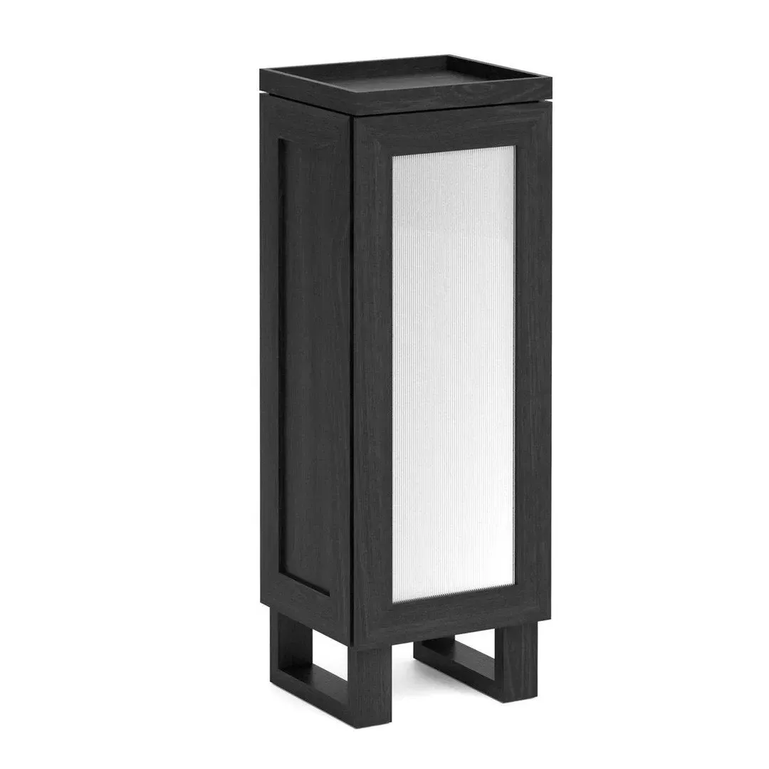 Tallboy Bathroom Cabinet with Tray - Dark Oak image